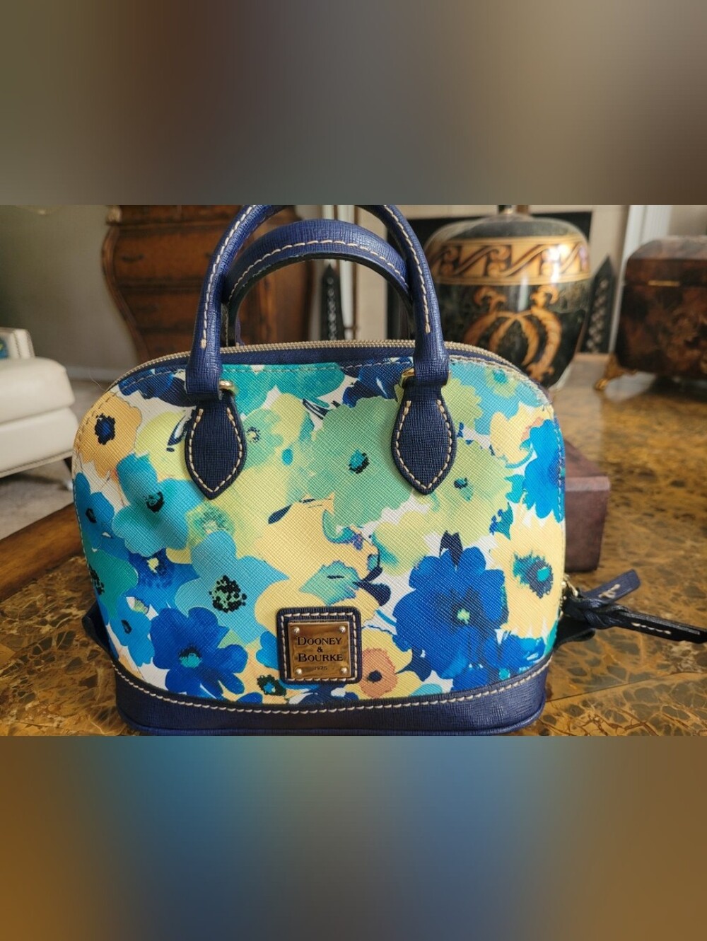 Dooney & Bourke Blue Floral Dome Satchel - Picture 11 of 11